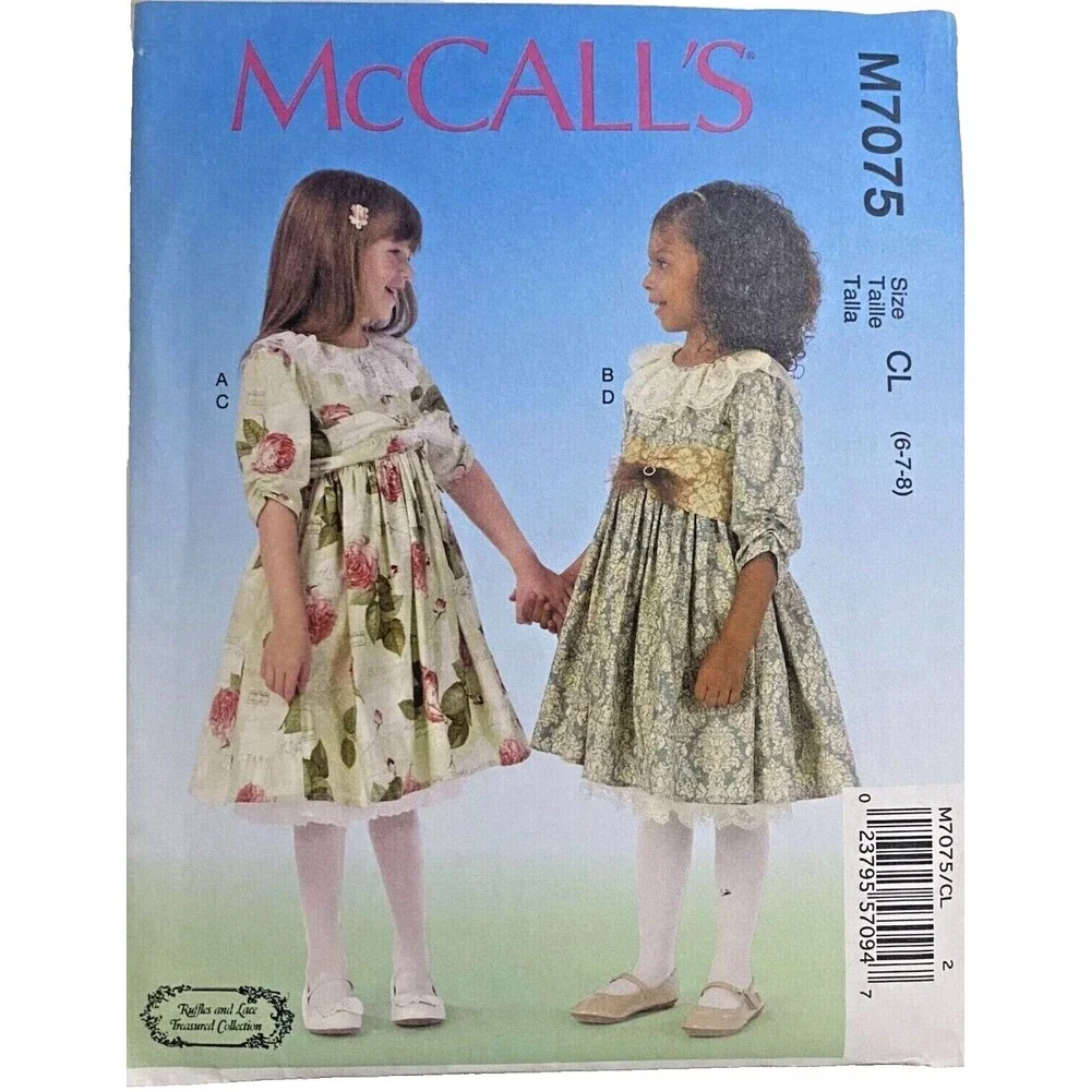 #M7075 McCalls Girls Dresses Belt and Petticoat Sewing Pattern